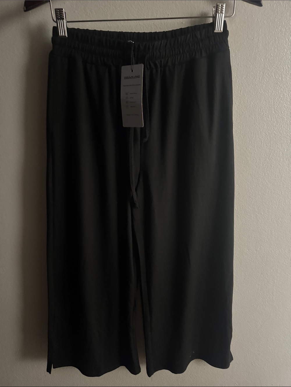 Dibaolong Black Wide Leg Drawstring Pants